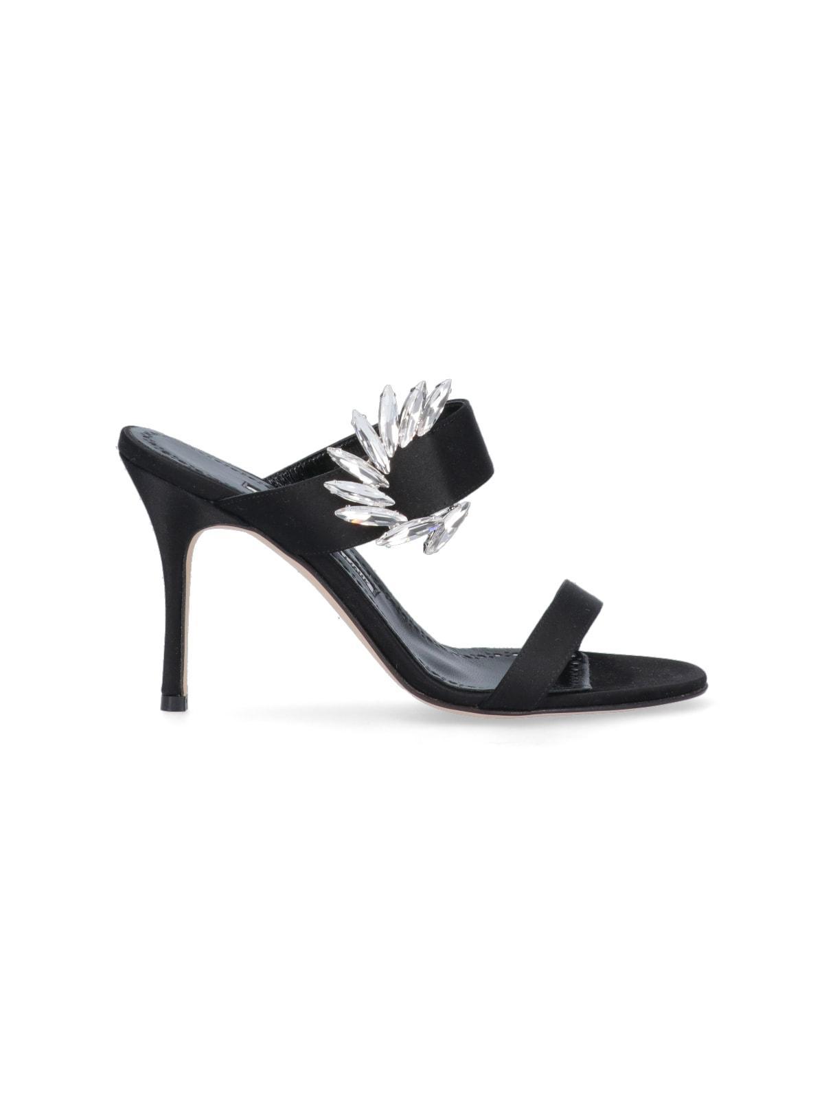 MANOLO BLAHNIK Chivela 90 Crystal-embellished Sandals In Black Product Image