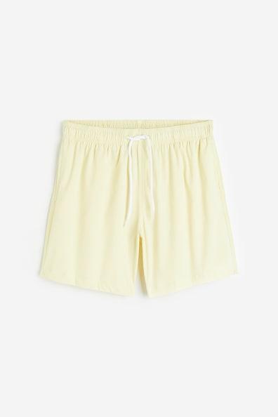 H & M - Seersucker Swim Shorts - Yellow Product Image