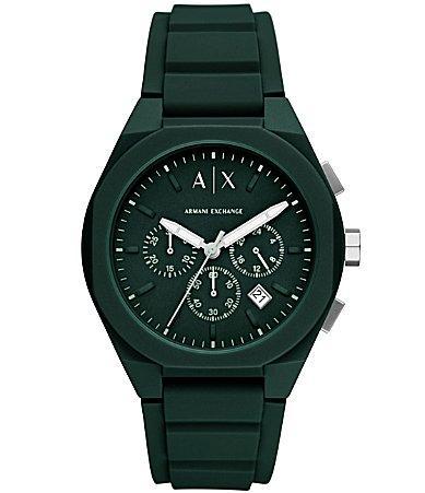 Armani Exchange Mens Rafael Chronograph Green Silicone Strap Watch Product Image