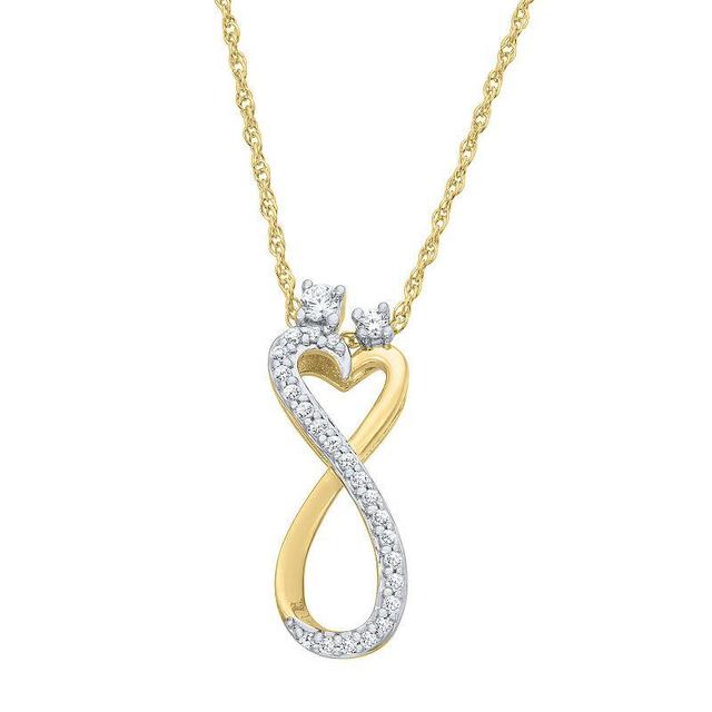 Sterling Silver 1/5 Carat T.W. Diamond Infinity Heart Pendant Necklace, Womens Gold Tone Product Image