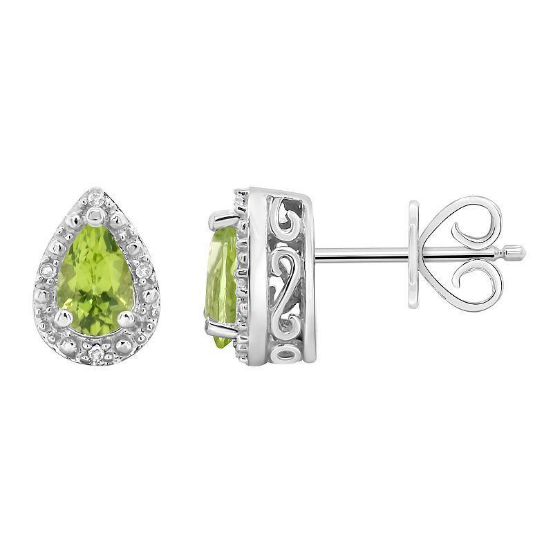 Gemstone and Diamond Accent Stud Earrings in Sterling Silver Product Image