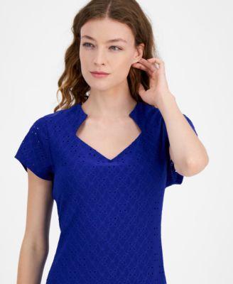 Connected Womens Short-Sleeve Jersey Sheath Dress Product Image