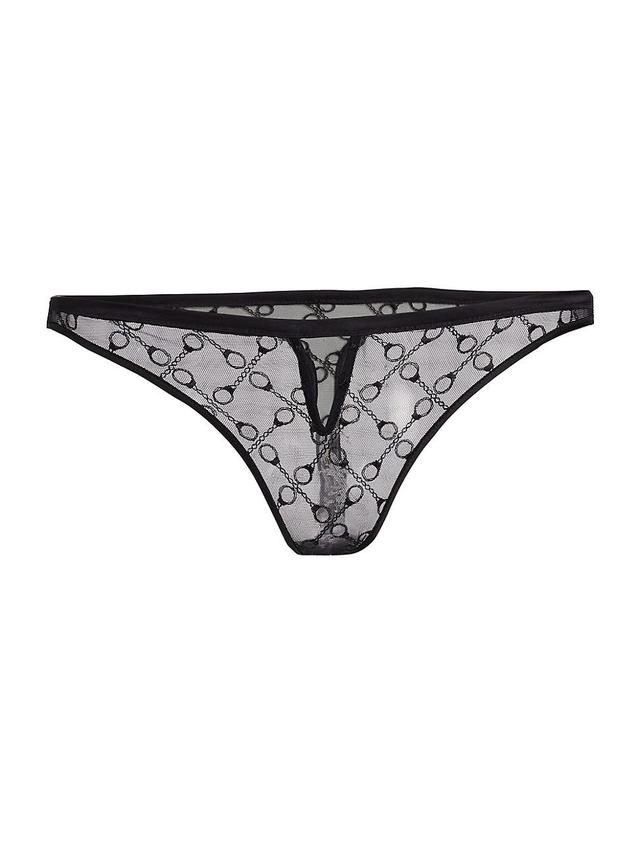 Womens Handcuff Lace Thong - Black - Size Small - Black - Size Small Product Image