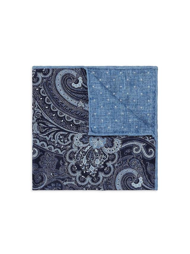 Mens Double Face Silk Pocket Square with Paisley Design Product Image