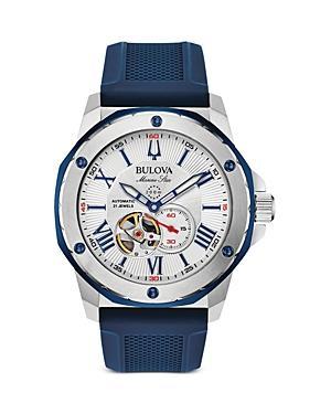 Bulova Mens Automatic Marine Star Blue Silicone Strap Watch 45mm Product Image