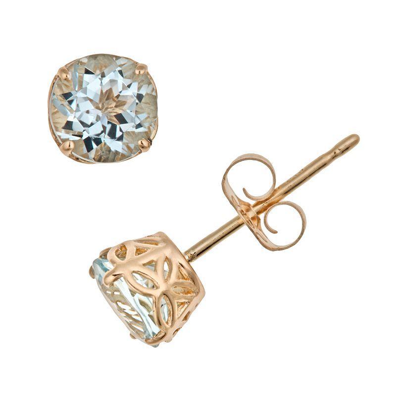 Celebration Gems 14k Gold Aquamarine Stud Earrings, Womens, Blue Product Image