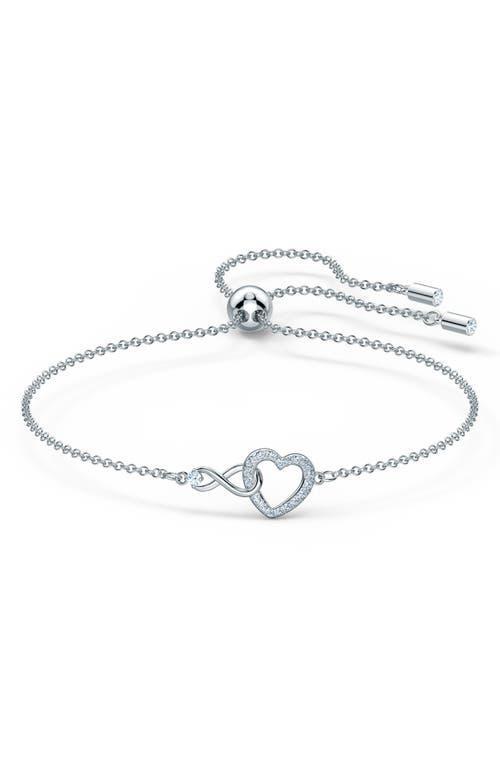 Womens Hyperbola Crystal Rhodium-Plated Infinity & Heart Bracelet Product Image