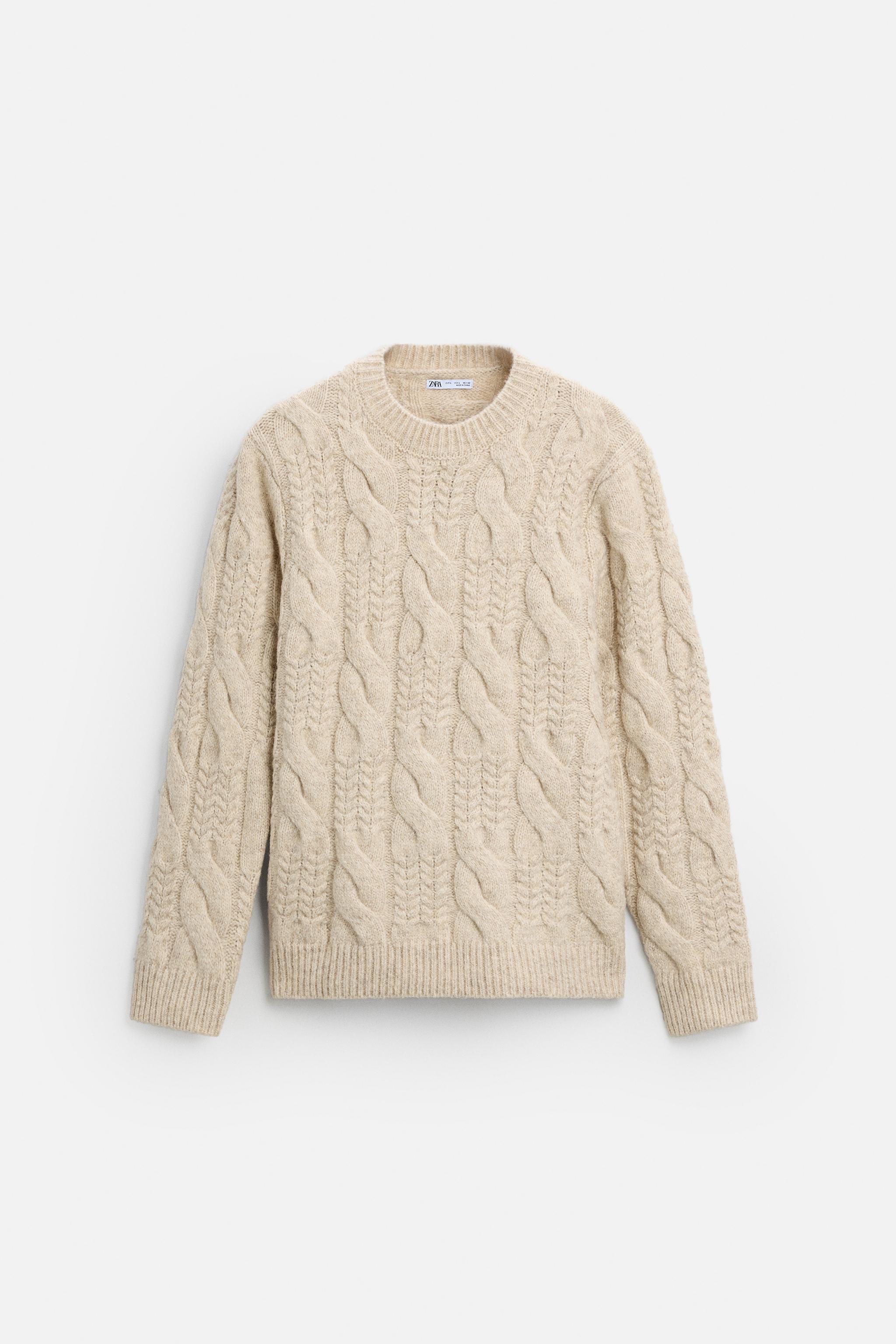 TEXTURED CABLE KNIT SWEATER Product Image