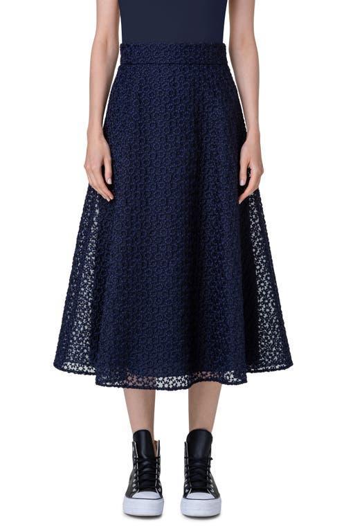 Akris Embroidered Floral Organza A-Line Skirt Product Image