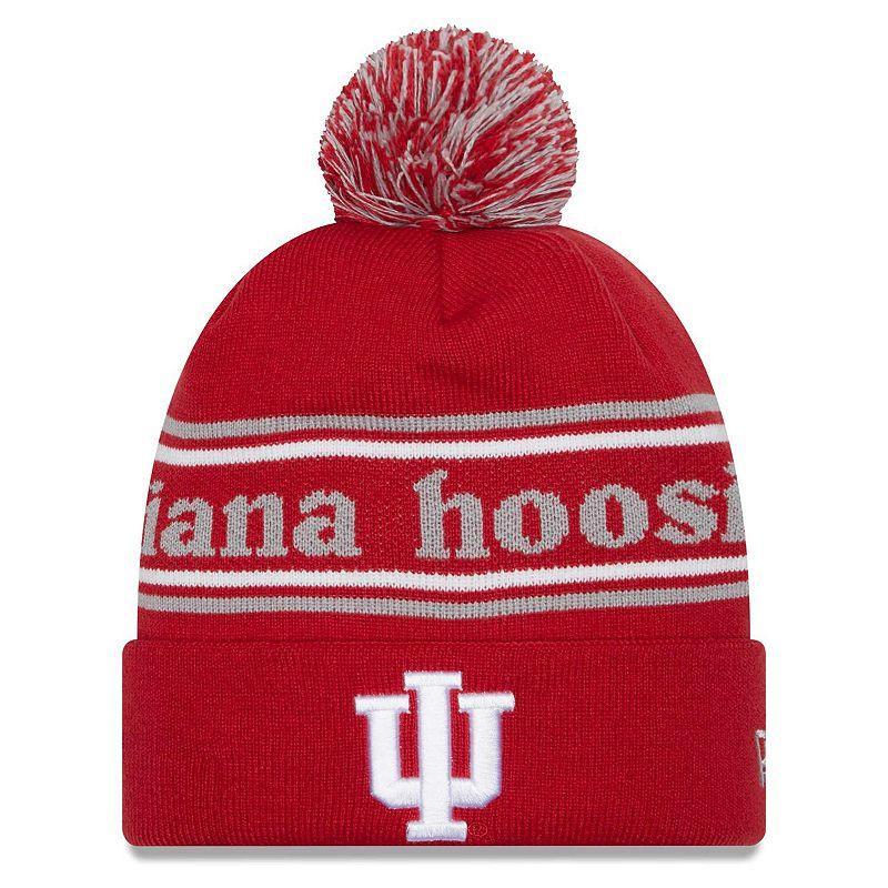 Mens New Era Crimson Indiana Hoosiers MarqueeCuffed Knit Hat with Pom Product Image