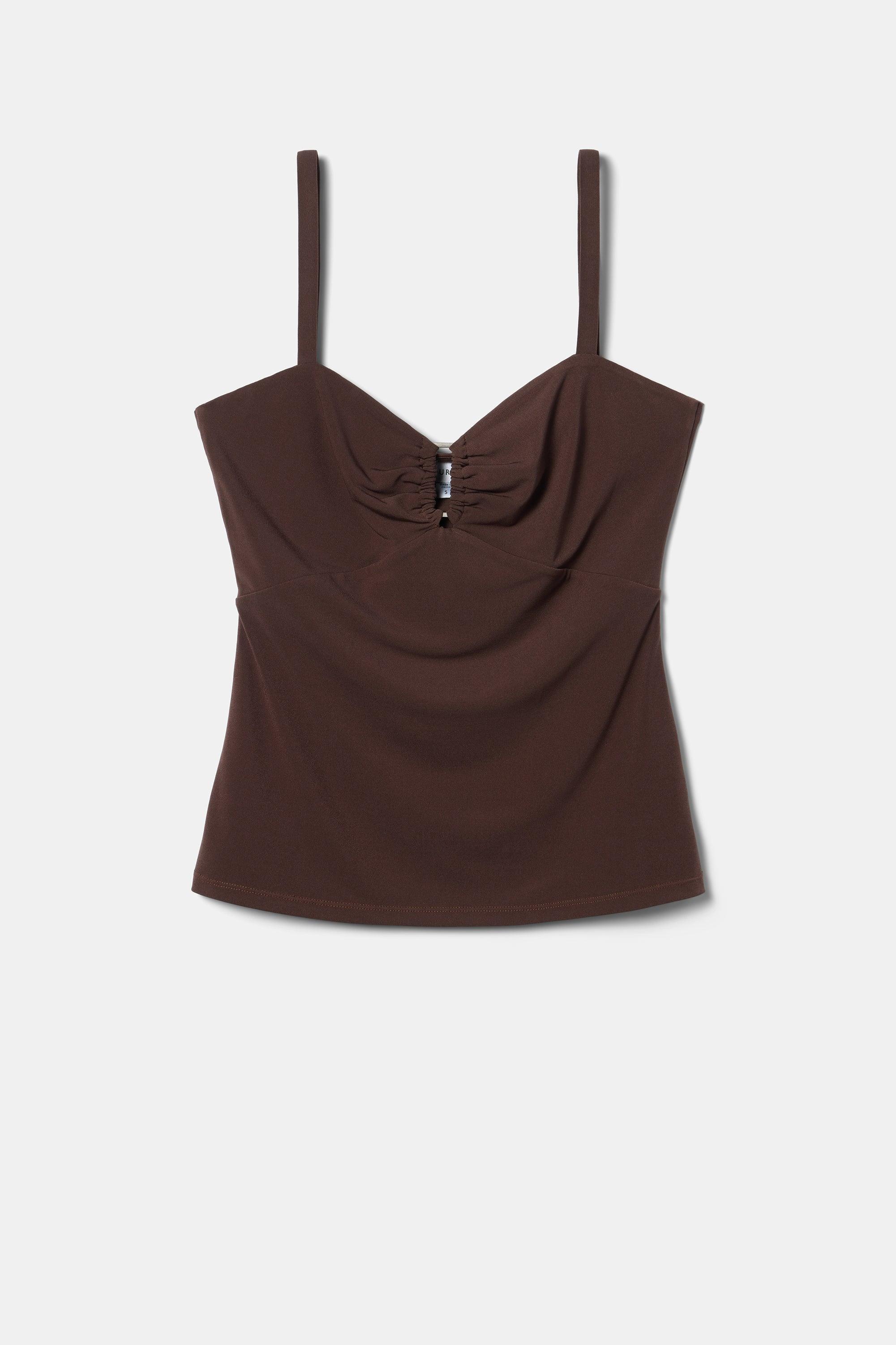 Josie Stretch Knit Tank - Espresso Product Image