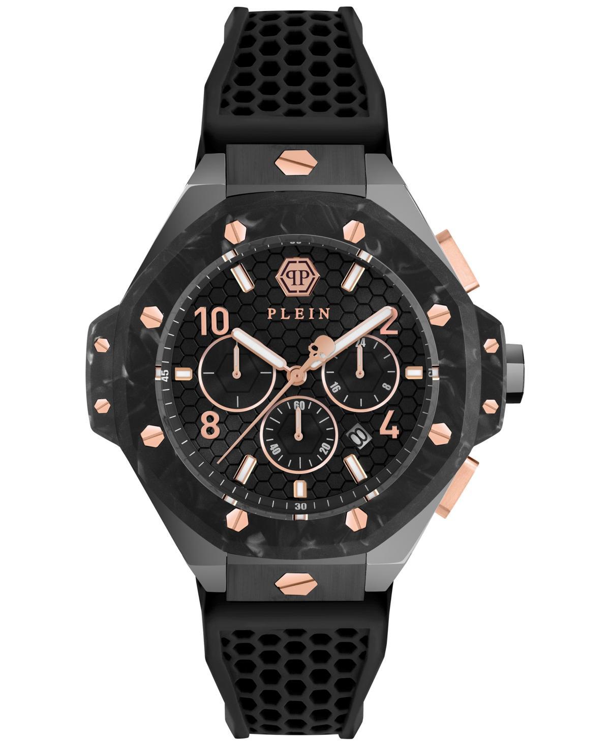 Philipp Plein Mens Chrono Royal Black Silicone Strap Buckled Watch Product Image