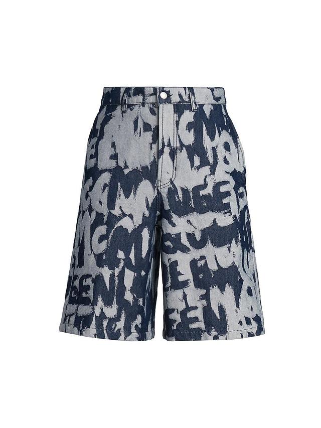 Mens Graffiti Logo Denim Shorts Product Image