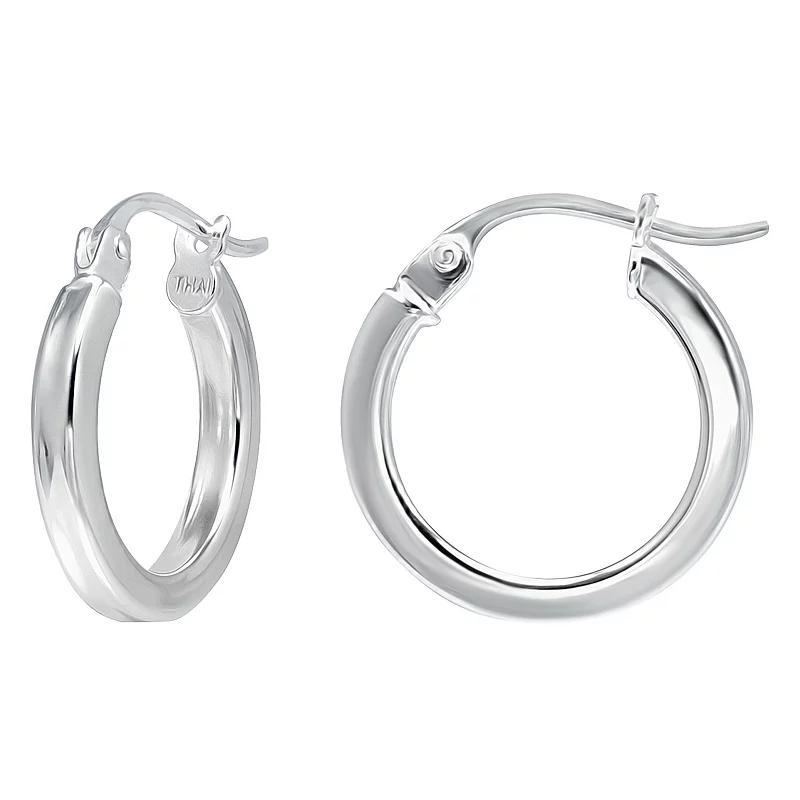 Aleure Precioso Sterling Silver Square Tube Hoop Earrings, Womens Gold Product Image