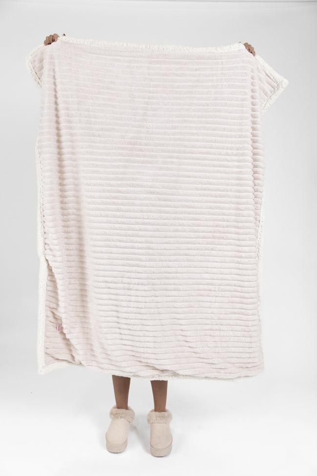 Cozy On Up Cream Luxe Fur Sherpa Lined Blanket Product Image