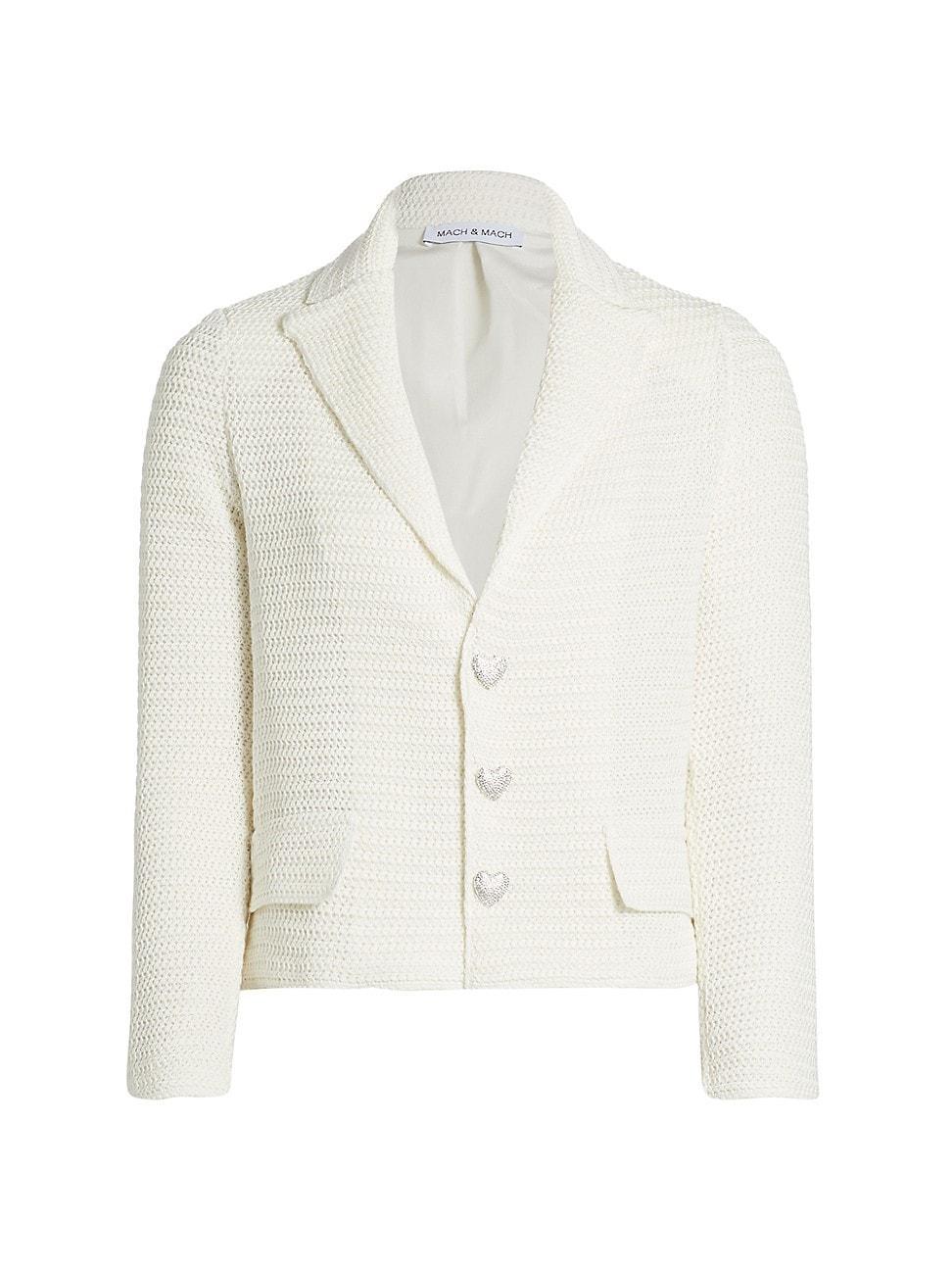 Womens Knit Crystal Button Jacket Product Image