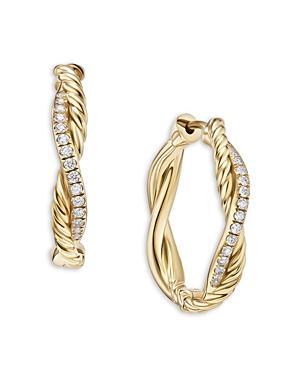 Womens Petite Infinity Hoop Earrings in 18K Yellow Gold with Diamonds, 17.3MM Product Image