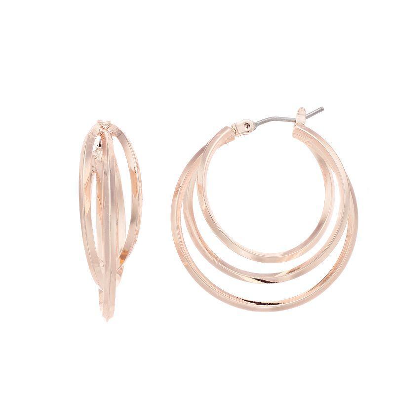 Simply Vera Vera Wang Multi Hoop Earrings, Womens, Rose Gold Tone Product Image