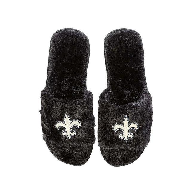 Womens FOCO New Orleans Saints Rhinestone Fuzzy Slippers Product Image