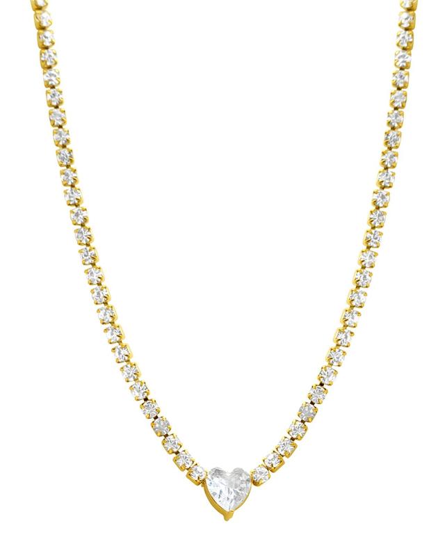 Adornia 14k Gold Plated Cubic Zirconia Heart Necklace, Womens, Gold Tone Product Image