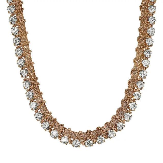 1928 Gold Tone Crystal Necklace, Womens, White Product Image