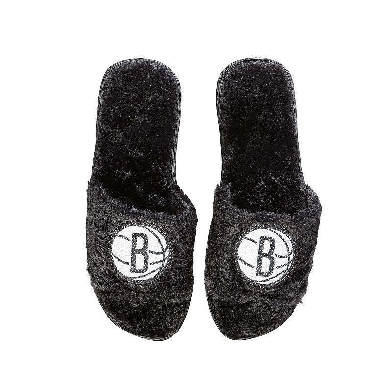 Womens FOCO Brooklyn Nets Rhinestone Fuzzy Slippers Product Image