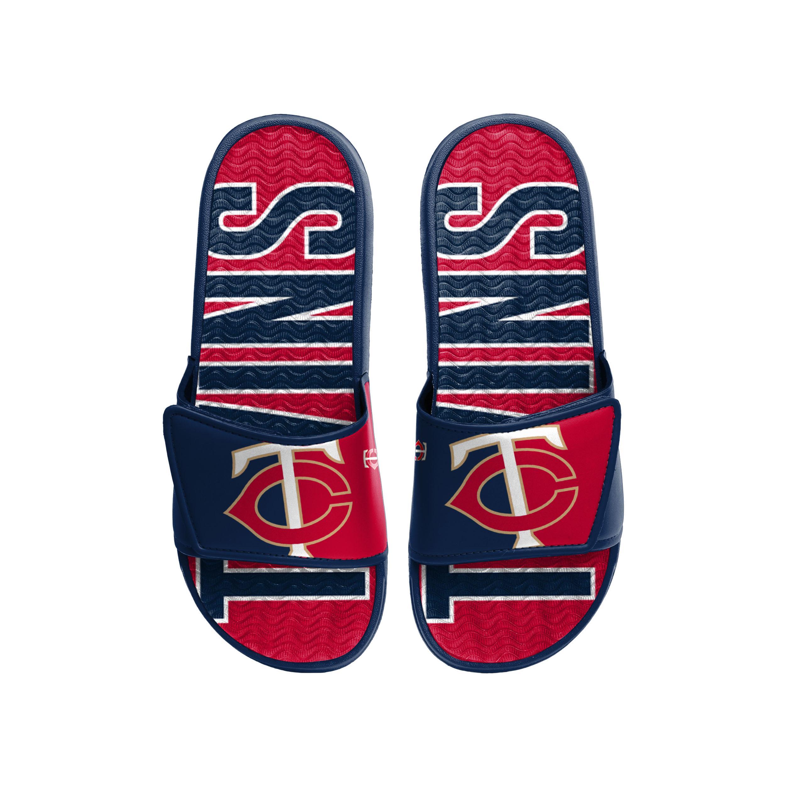 Mens FOCO Minnesota Twins Logo Gel Slide Sandals Product Image