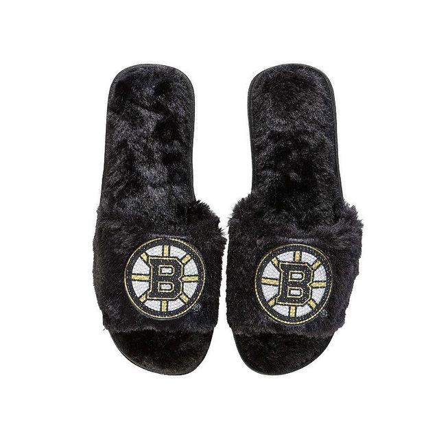 Womens FOCO Boston Bruins Rhinestone Fuzzy Slippers Product Image