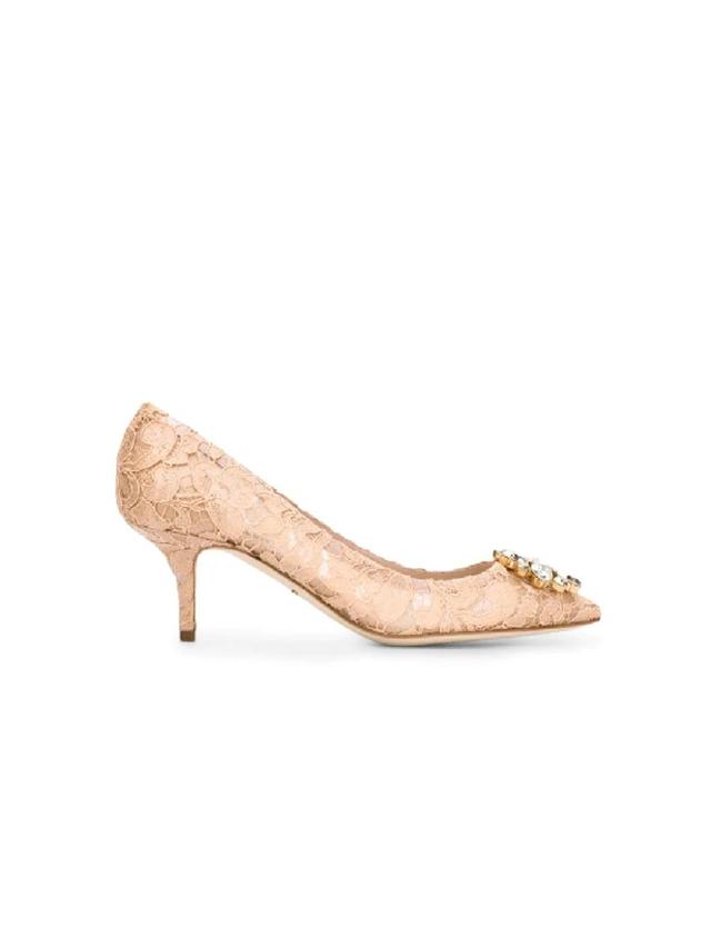 DOLCE & GABBANA Rainbow Lace 60mm Brooch-detail Pumps In Neutrals Product Image