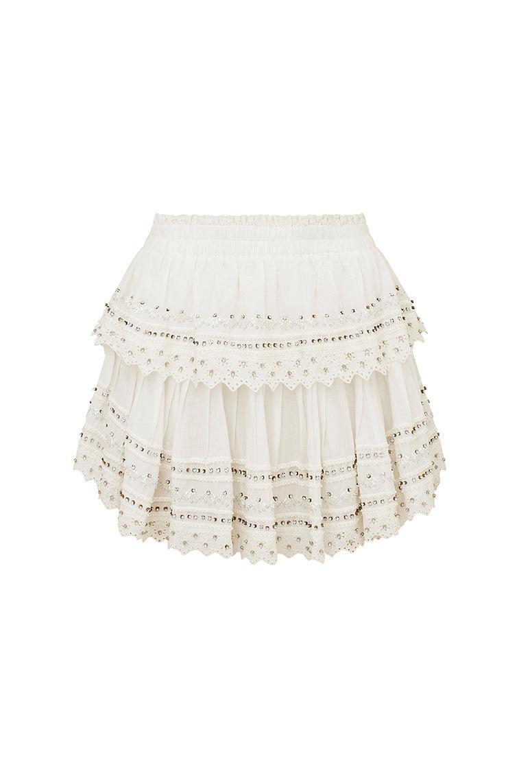 Ruffle Mini Rhinestone-Studded Skirt Product Image