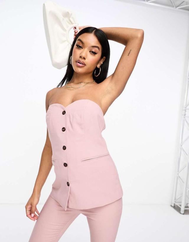 In The Style bandeau tailored corset top in pink - part of a set Product Image