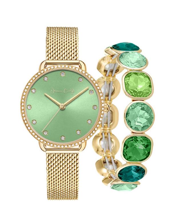 Jessica Carlyle Womens Quartz Gold-Tone Mesh Watch 34mm Gift Set - Shiny Gold Product Image