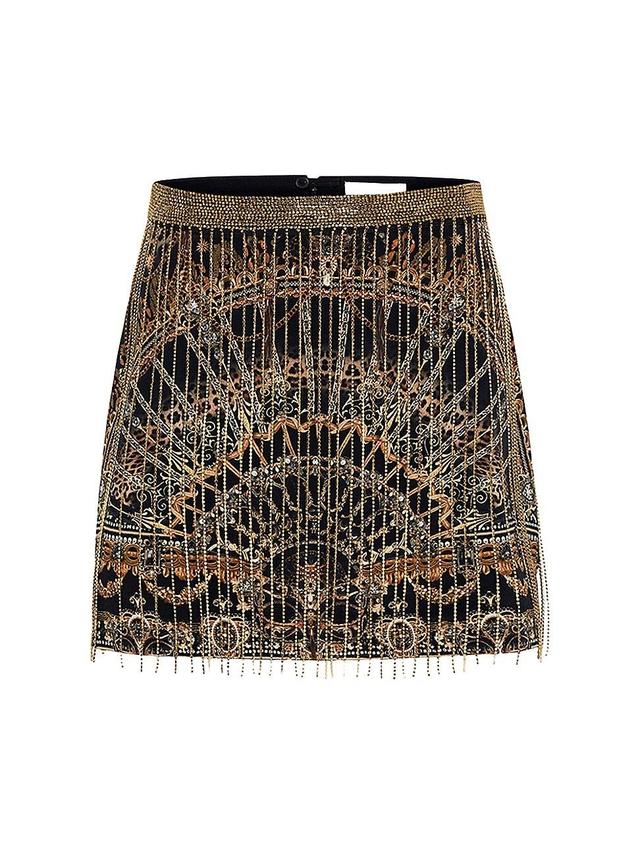 Womens Trompe-Lil Crystal-Embellished Silk Miniskirt Product Image