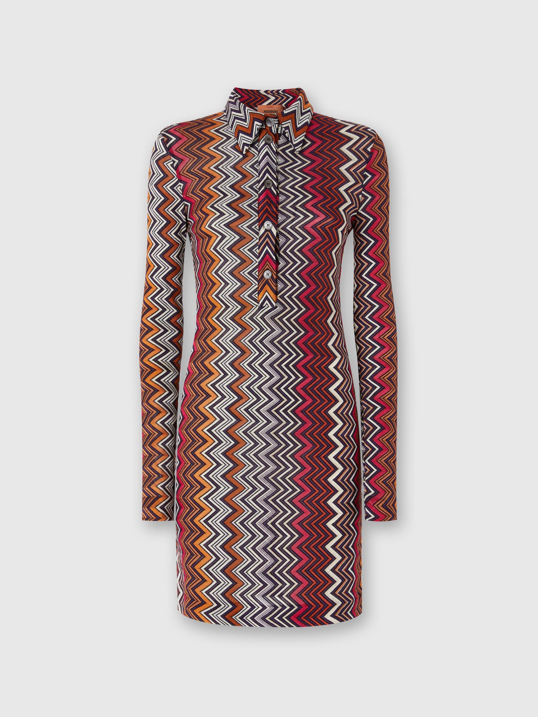 Polo cut dress in viscose and zigzag wool Product Image