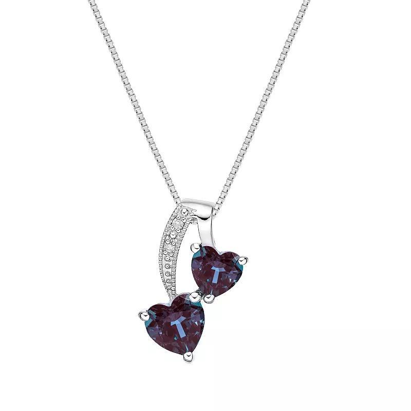 Gemminded Sterling Silver Lab-Created Alexandrite & Diamond Accent Pendant Necklace, Womens Product Image