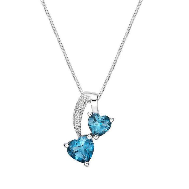 Gemminded Sterling Silver London Blue Topaz & Diamond Accent Pendant Necklace, Womens Product Image