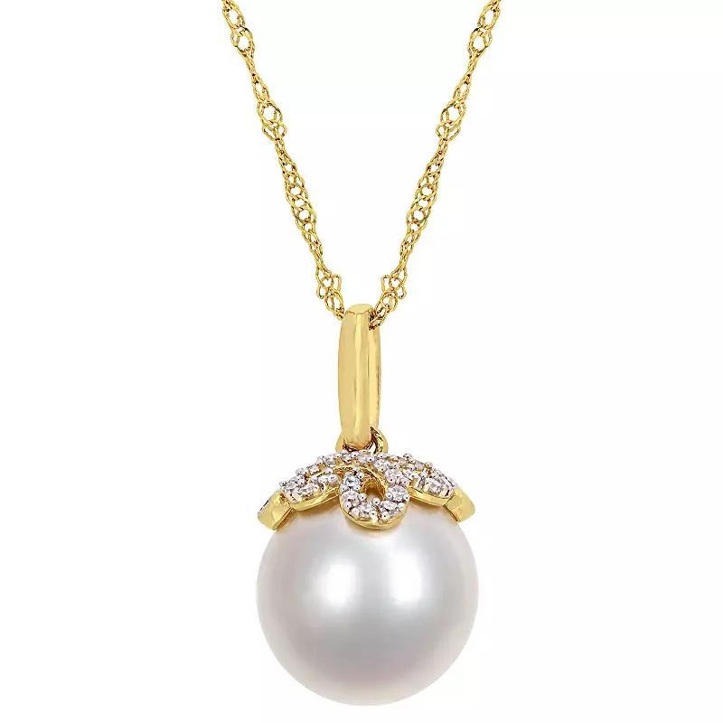 Stella Grace 14k Gold Cultured South Sea Pearl & Diamond Accent Drop Pendant Necklace, Womens Product Image