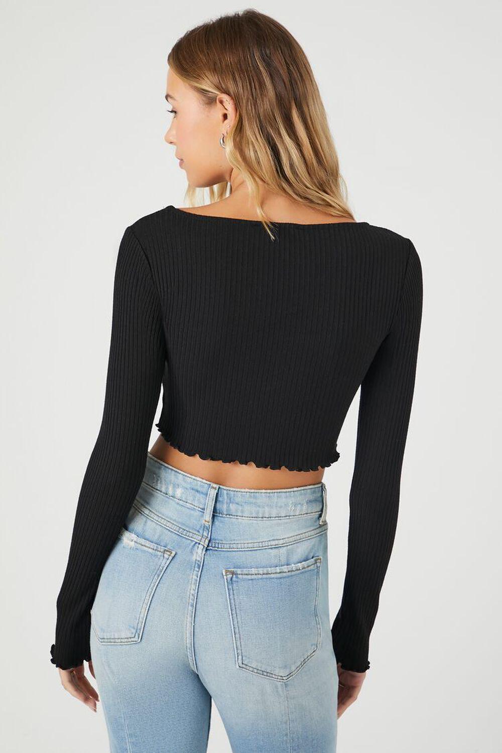 Ribbed Lettuce-Edge Crop Top | Forever 21 Product Image