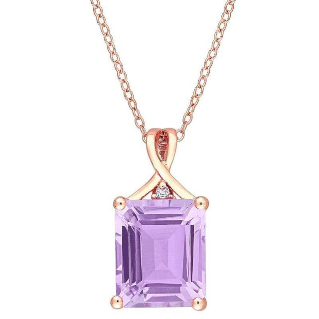 Stella Grace 18k Rose Gold Over Silver Rose de France Amethyst & White Topaz Pendant Necklace, Womens Pink Tone Product Image