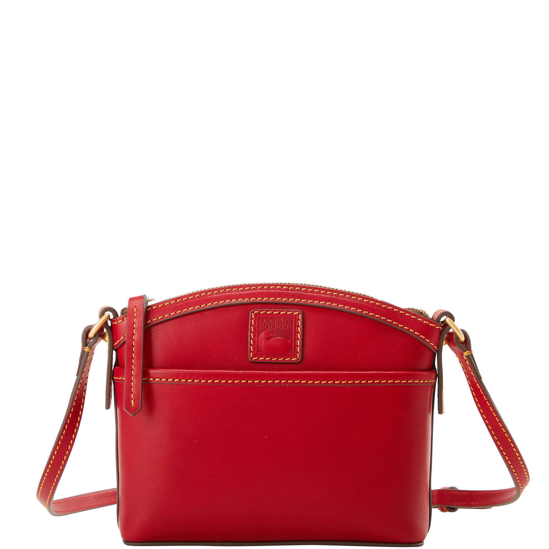 Dooney & Bourke Womens Florentine Domed Crossbody Leather Shoulder Bag in Red Product Image