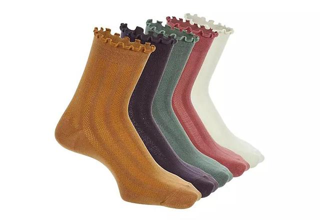 Xappeal Womens Lettuce Edge Quarter Socks 5 Pairs Product Image