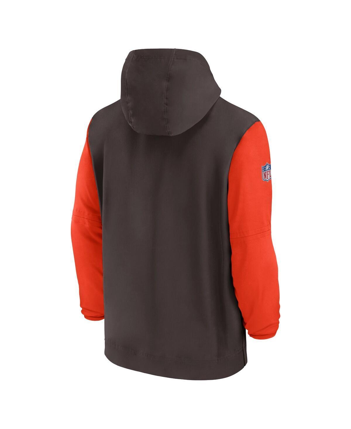 NIKE Men's Brown/orange Cleveland Browns 2024/25 Sideline Pre-game Player 1/2-zip Hoodie Jacket Product Image