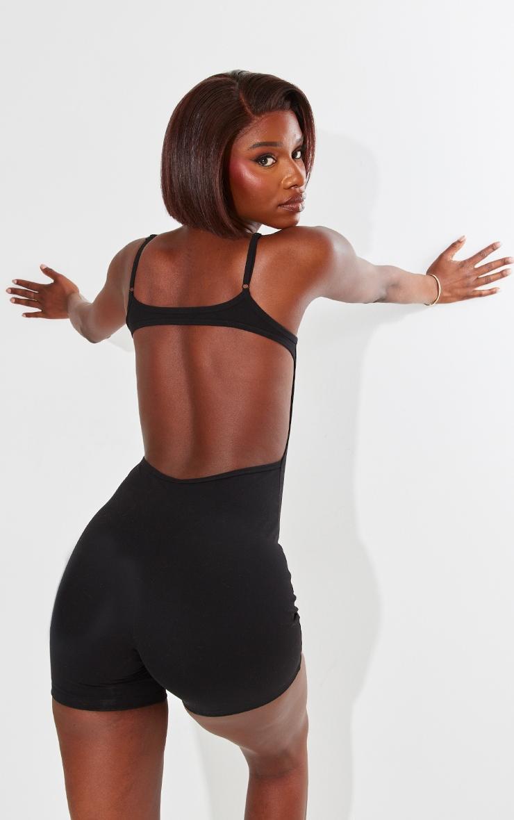 Tall Black Snatched Sculpt Open Back Unitard Product Image