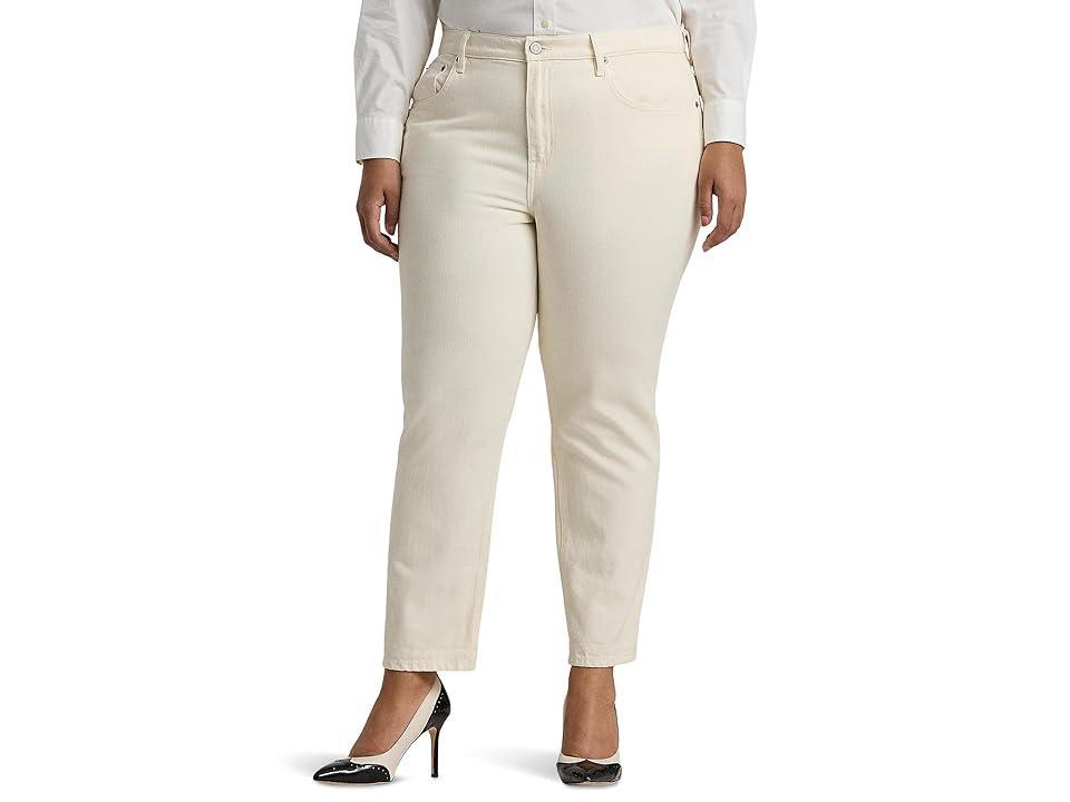 LAUREN Ralph Lauren Plus-Size Relaxed Tapered Ankle Jeans (Mascarpone Cream Wash) Women's Jeans Product Image