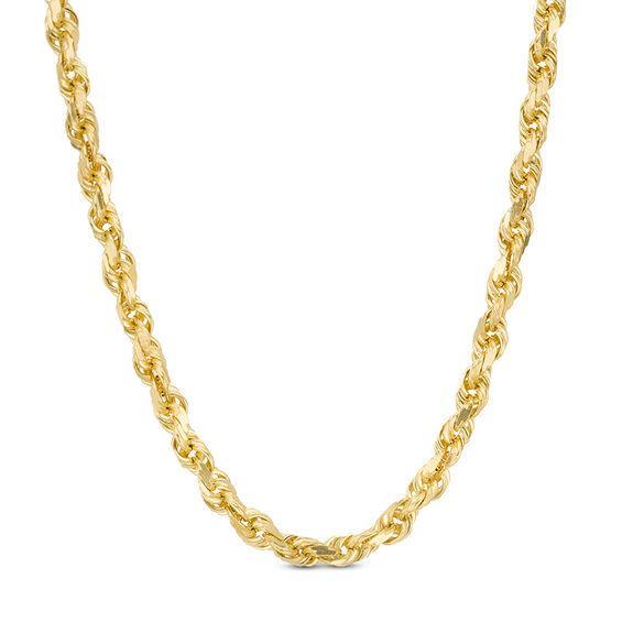 Men's 5.0mm Glitter Rope Chain Necklace in Solid 14K Gold - 24" Product Image