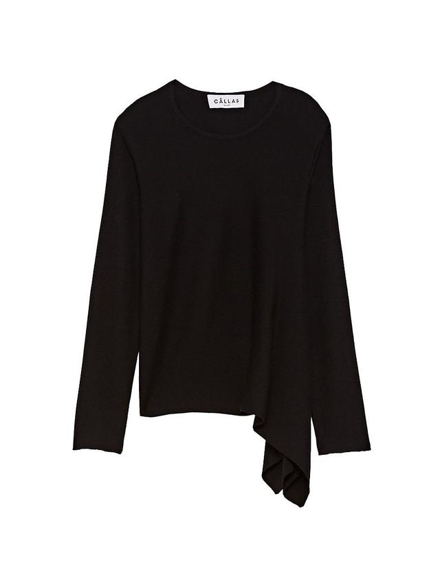 Womens Heloise Asymmetric Merino Wool Crewneck Sweater Product Image