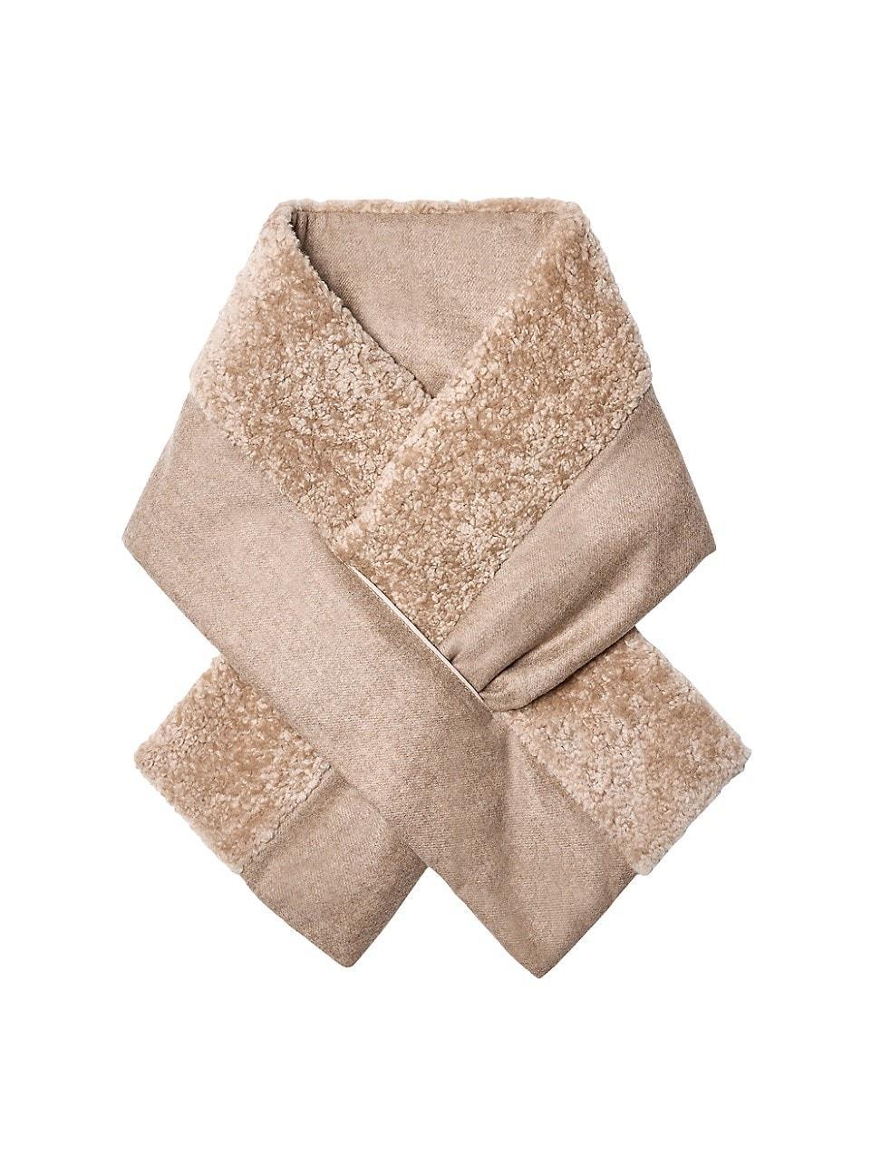 Womens Shearling & Wool Envelope Scarf product image