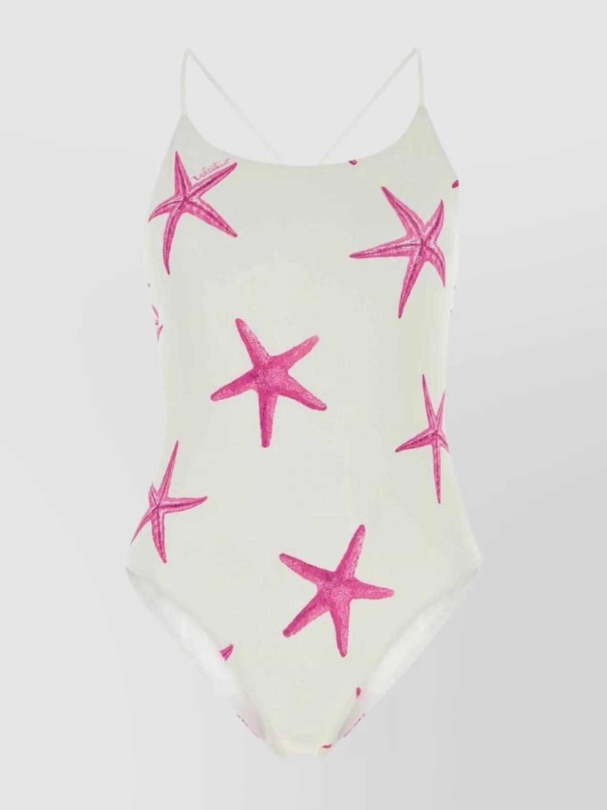 Starfish Print Lycra Swimsuit With Spaghetti Straps Product Image