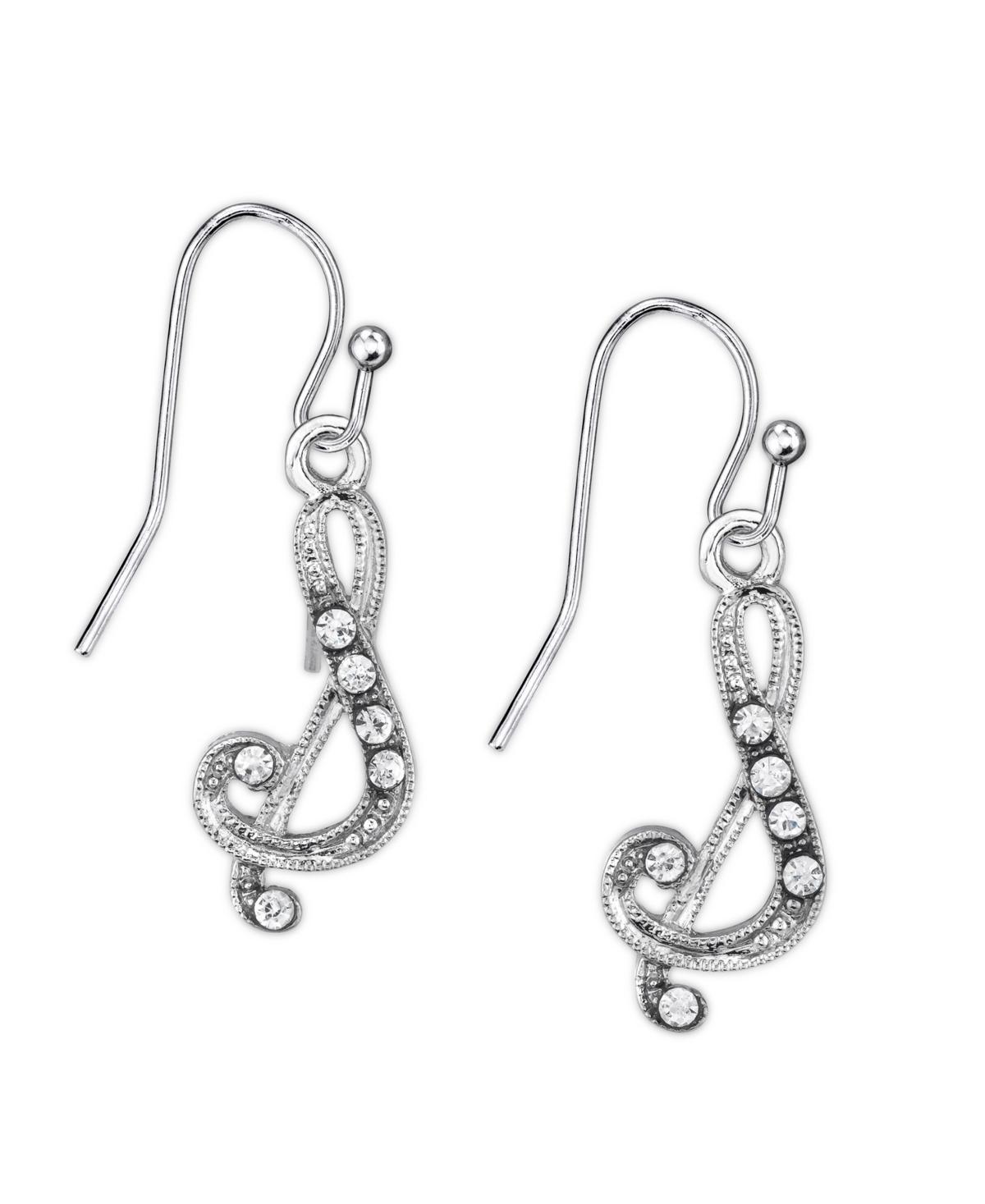 2028 Silver Tone Crystal Initial Wire Earring Product Image