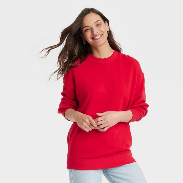 Womens Leisure Studio Oversized Pullover Sweatshirt - Universal Thread Red XL Product Image